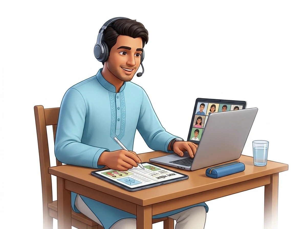 Online Tutoring - Teacher conducting live online class